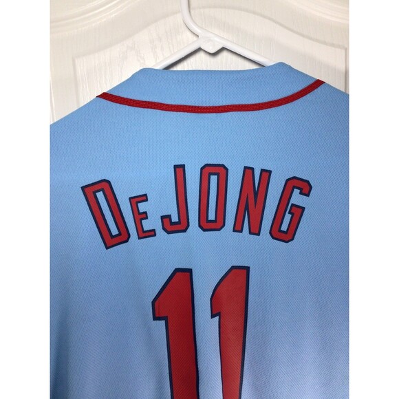 St. Louis Cardinals DeJong Old Dominion Freight Blue Stadium Giveaway XL Jersey - Picture 16 of 16